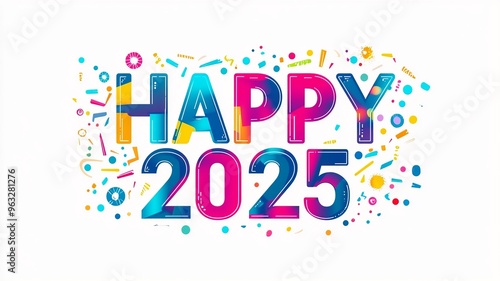 Happy New Year background with 2025. Festive celebration banner.