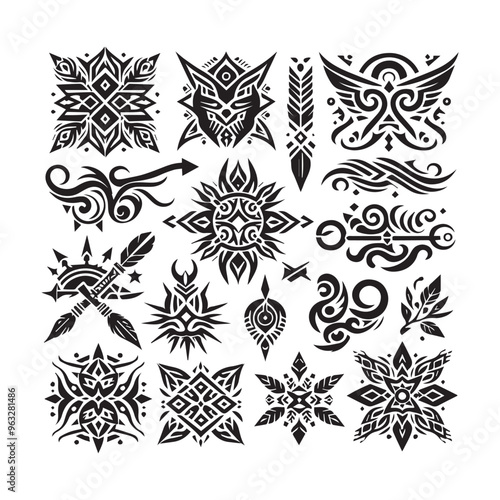 Tattoos tribal designs bundle  collection in a white background
