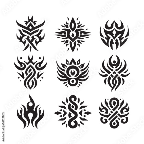 Tattoos tribal designs bundle  collection in a white background
