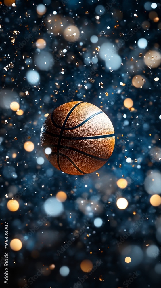 A basketball is in the air, surrounded by a blurry background A basketball is in the air, surrounded by a blurry background