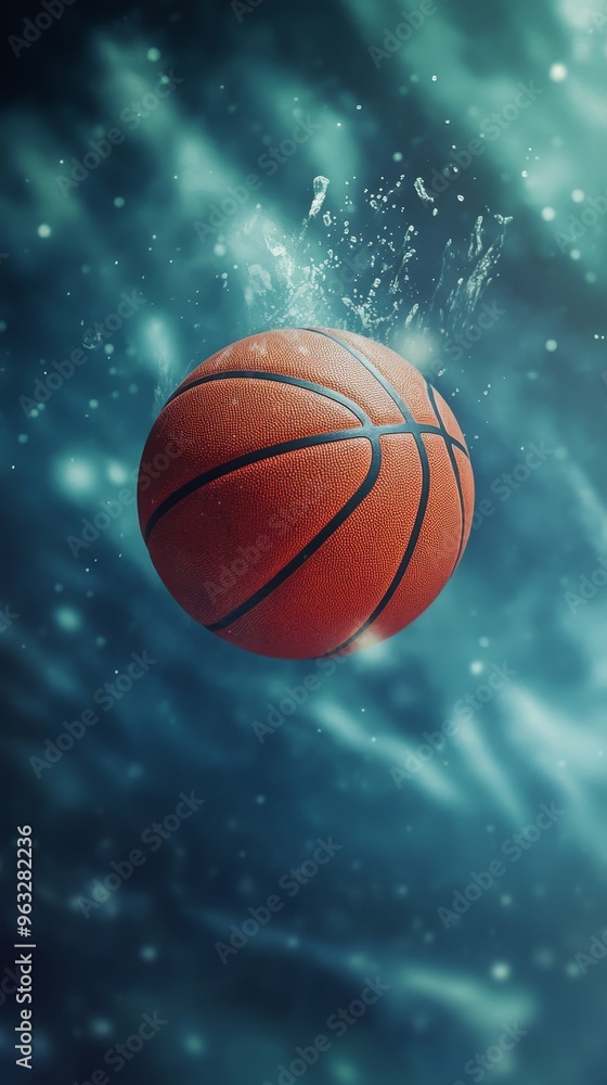A basketball is in the air, with the sun shining on it A basketball is in the air, with the sun shining on it