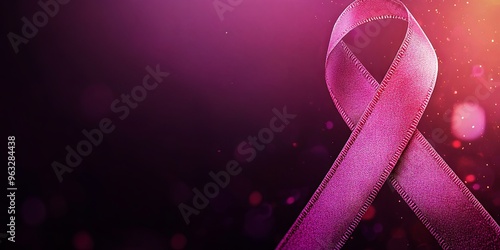 Pink Ribbon Awareness Symbol on a Purple Background