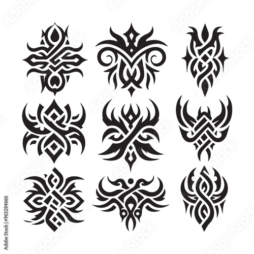 Tattoos tribal designs bundle collection in a white background