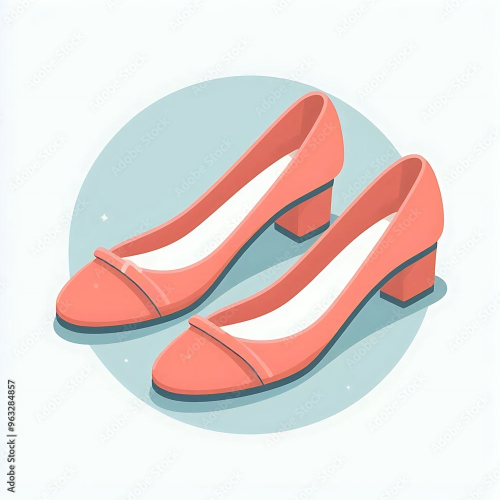 A flat illustration vector image of a pair of high-heeled shoes, placed on a solid white background. A flat illustration vector image of a pair of high-heeled shoes, placed on a solid white background.