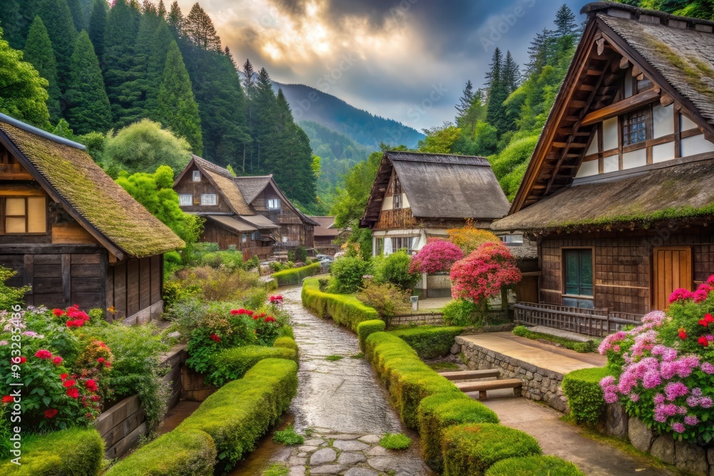 The keywords are designed to capture the essence of a mix between nature and village, incorporating details like serenity, rustic elements, colors, and concepts. The keywords are designed to capture the essence of a mix between nature and village, incorporating details like serenity, rustic elements, colors, and concepts.