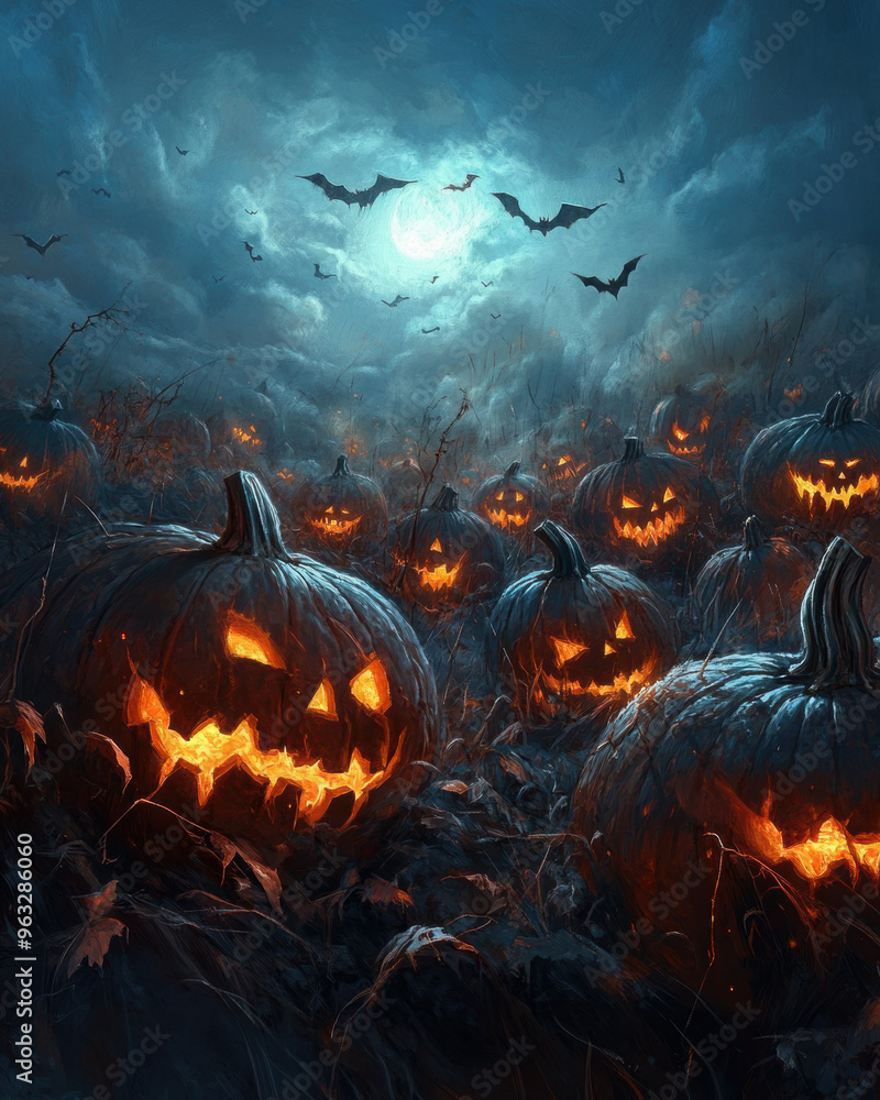 Halloween Jack-o-Lantern Field Halloween Jack-o-Lantern Field