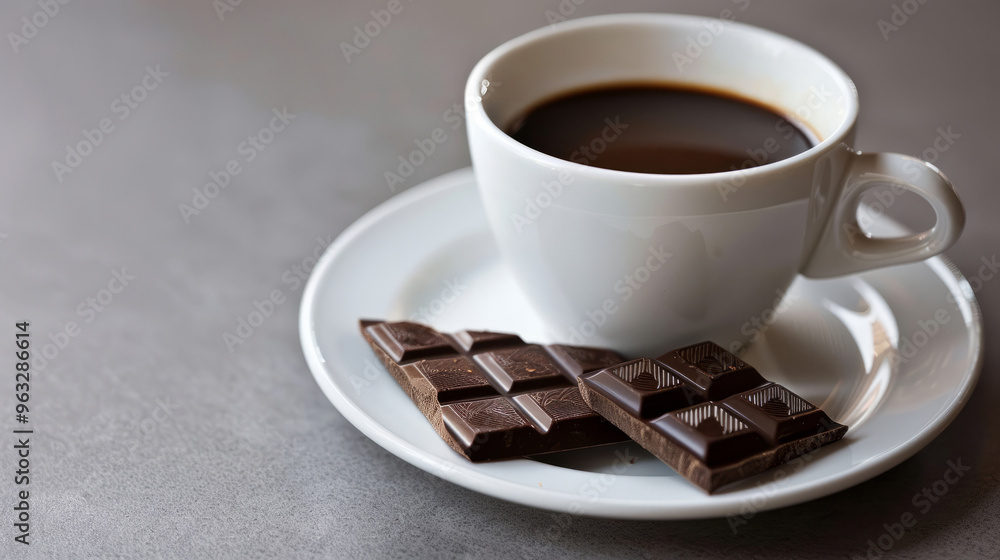 Fototapeta premium Coffee and chocolate on a saucer