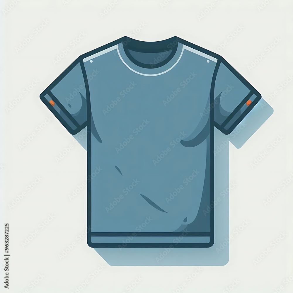 A flat illustration vector image of a basic crew-neck T-shirt, placed on a solid white background for graphics resource, fashion clothing industry, e commerce store, categorical image A flat illustration vector image of a basic crew-neck T-shirt, placed on a solid white background for graphics resource, fashion clothing industry, e commerce store, categorical image