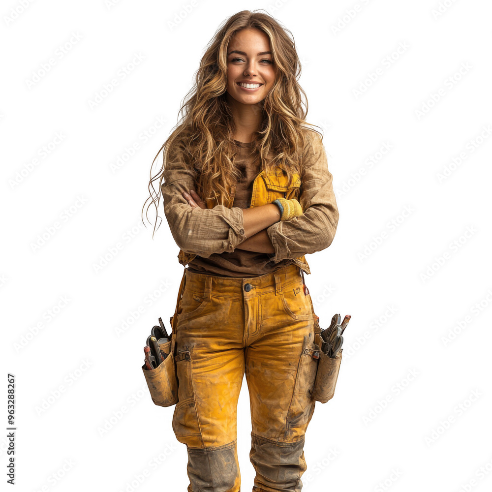 Construction Manager woman isolated on a transparent background png file no background - pretty female model portrait png file