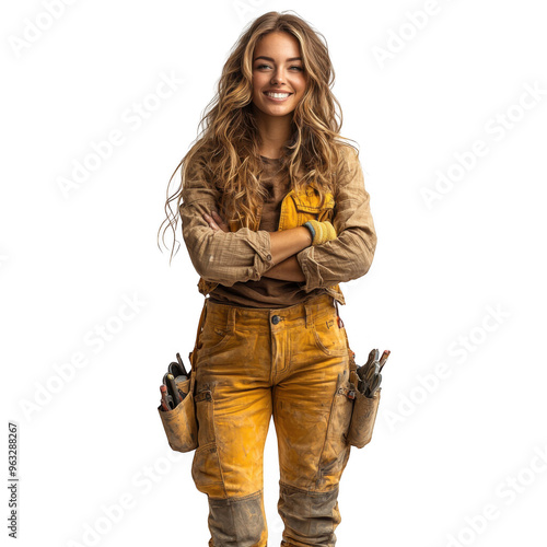 Obraz na płótnie Construction Manager woman isolated on a transparent background png file no background - pretty female model portrait png file w salonie