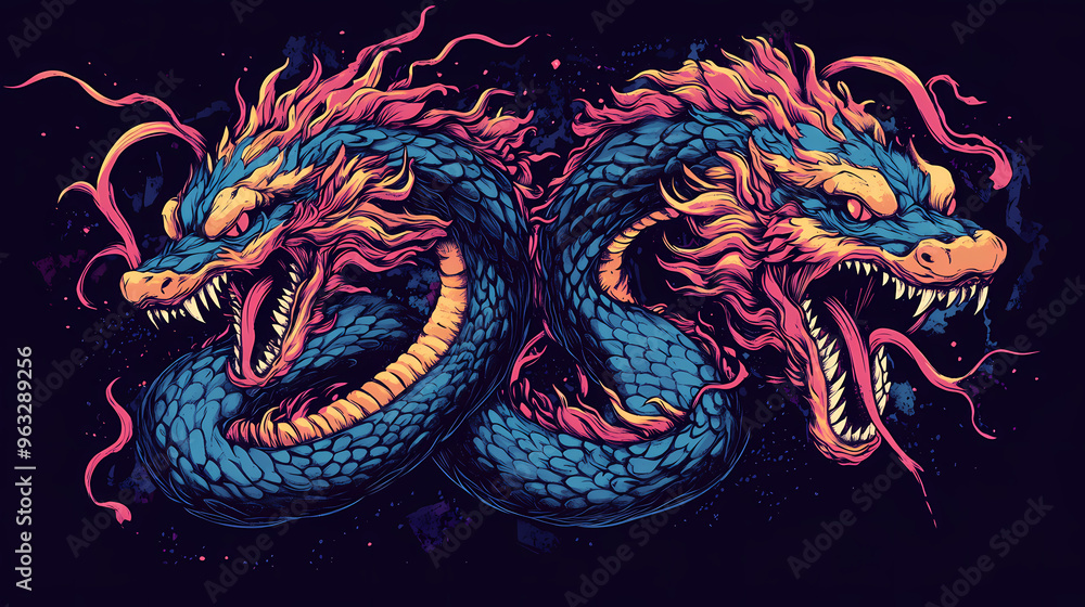 Fototapeta premium Mythological hydra illustration. design for t-shirts, posters, stickers, web. Hydra. Illustration
