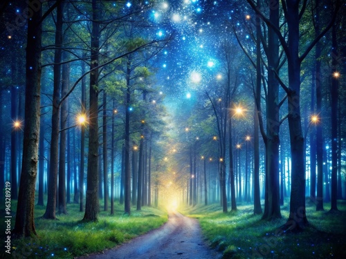 twinkling starry night forest walk peaceful quiet darkness