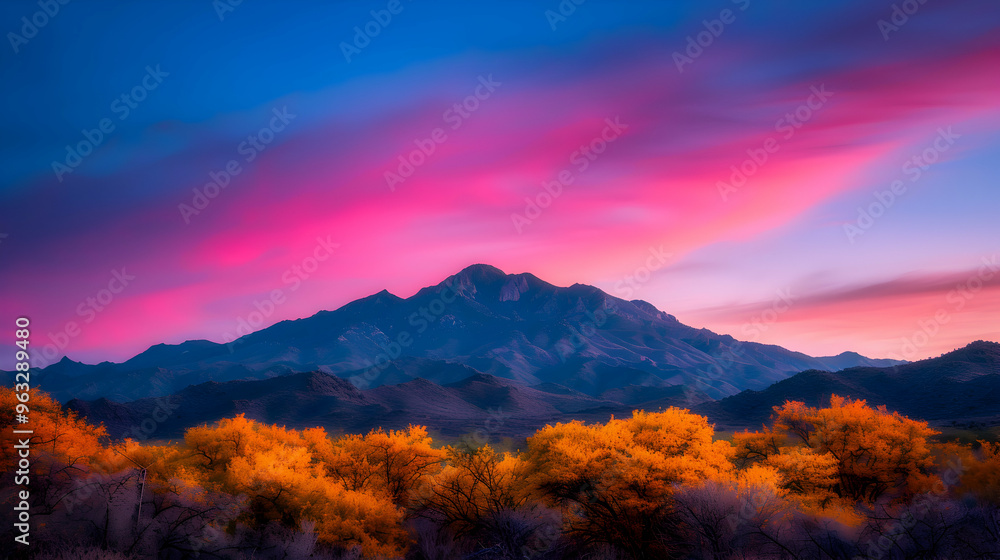 Fototapeta premium Moon Set Early The Morning Over The Santa Catal