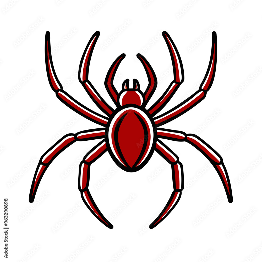 Red spider illustration with detailed legs, perfect for Halloween themes and spooky decorations Red spider illustration with detailed legs, perfect for Halloween themes and spooky decorations