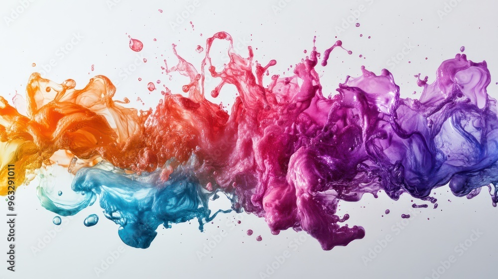 Abstract Colorful Liquid Splash Against White Background