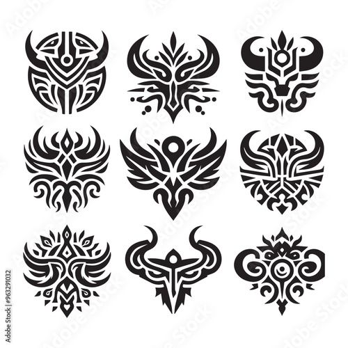 Tattoos tribal designs bundle  collection in a white background