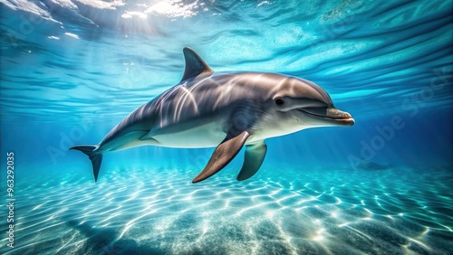 Wallpaper Mural Dolphin gracefully swimming in the clear blue water, dolphin, marine life, ocean, underwater, animal, mammal, aquatic, nature Torontodigital.ca