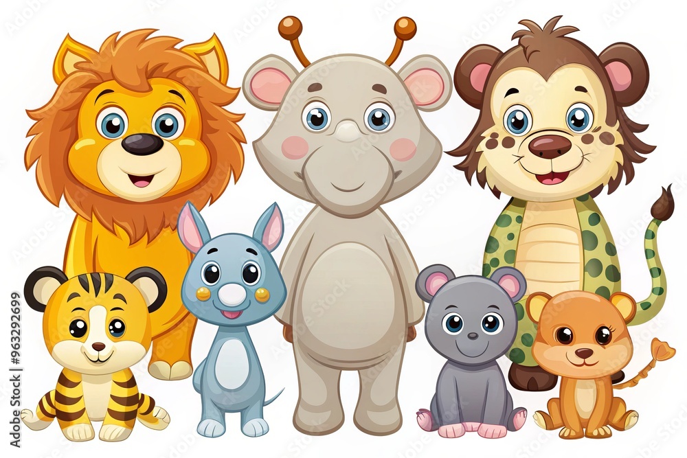 Vector graphics of cartoon animals with soft textures Vector graphics of cartoon animals with soft textures