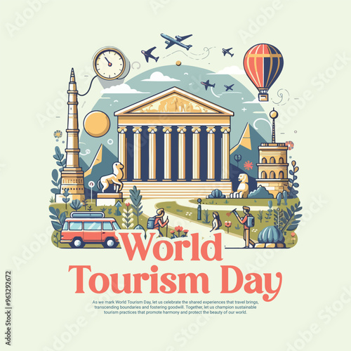 World Tourism Day with tours and travels social media post banner creative template