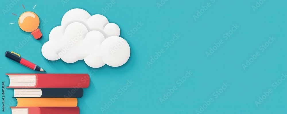 Cloud computing for education, digital learning tools, flat design illustration Cloud computing for education, digital learning tools, flat design illustration