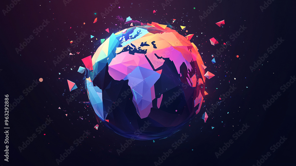 Naklejka premium Abstract Earth with Confetti