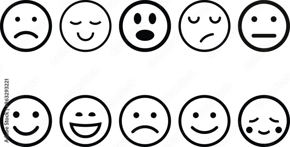 face emotion icons set collection face emotion icons set collection