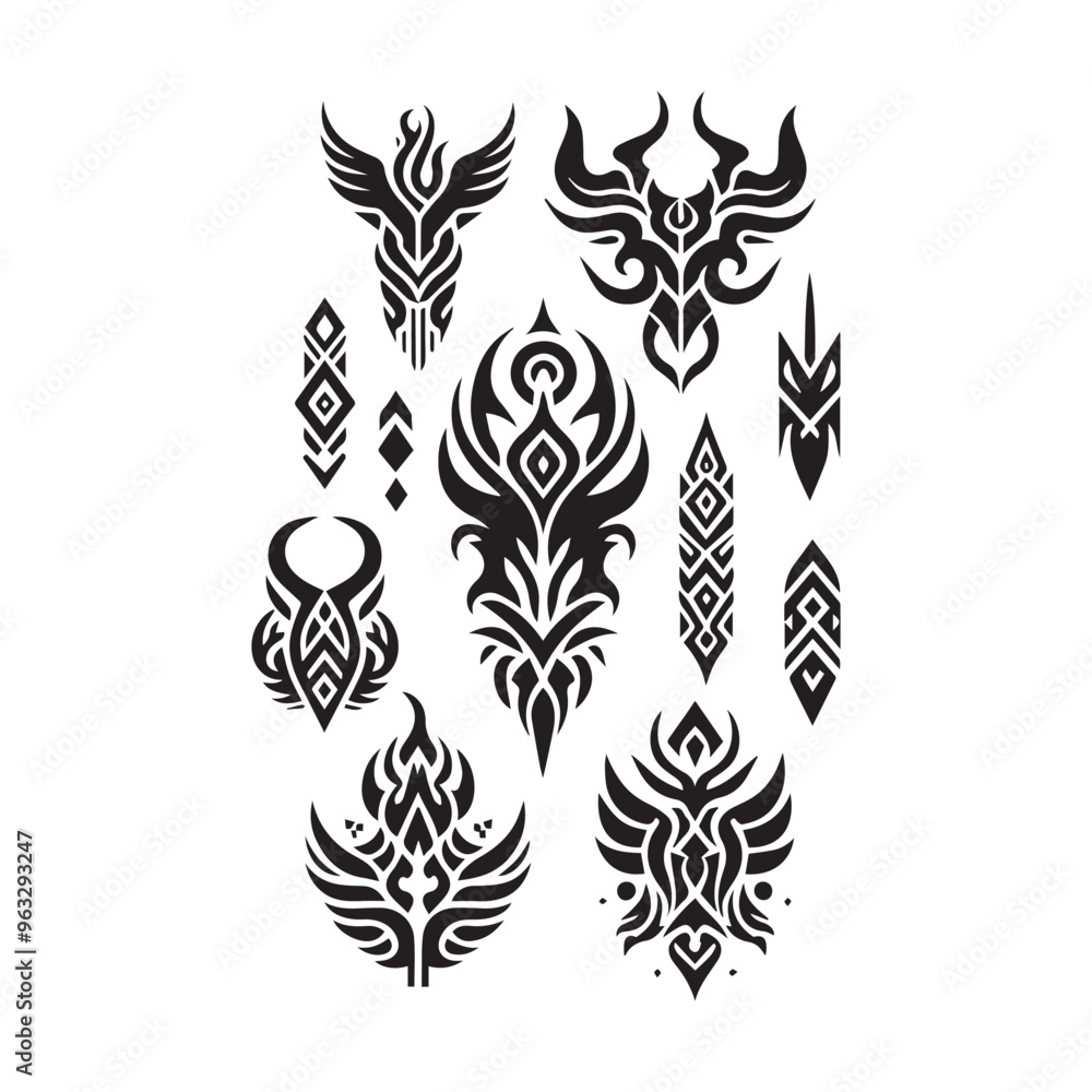 Tattoos tribal designs bundle collection in a white background Tattoos tribal designs bundle collection in a white background
