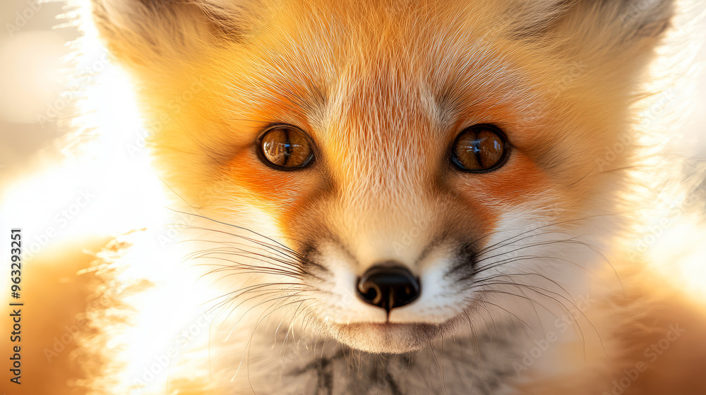 Obraz premium Close-Up Portrait Of A Red Fox With Soft Fur And Piercing Eyes. The Fox'S Gaze Is Intense, Reflecting Its Wild Nature.
