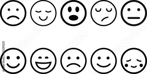 face emotion icons set collection