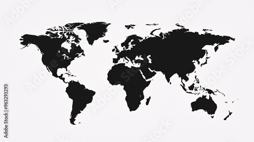 Fototapeta Naklejka Na Ścianę i Meble -  Black World Map Silhouette