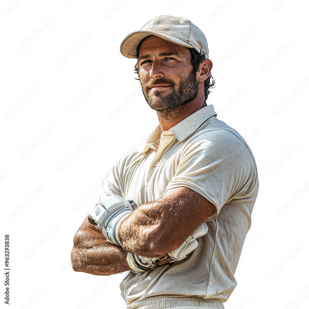 Cricket Player Man isolated on a transparent background png file no background - handsome png file