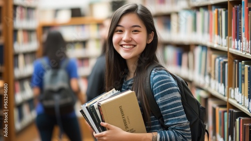 Smiling Student in a Library