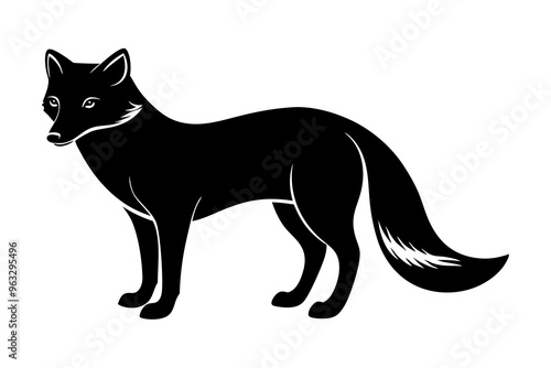 Arctic fox silhouette vector illustration