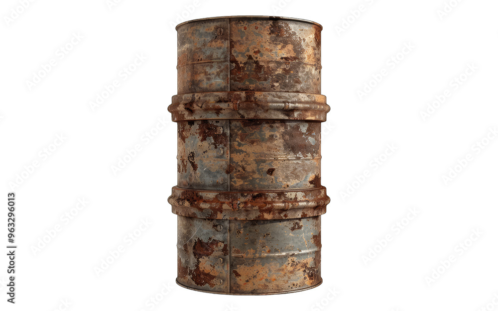Rusty old metal barrel. Isolated PNG. Rusty old metal barrel. Isolated PNG.