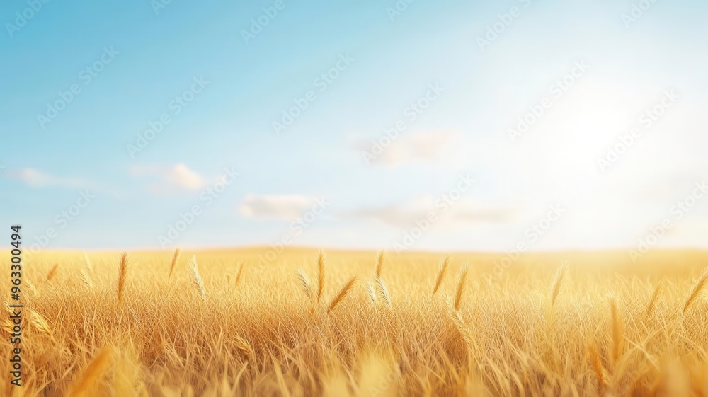 Obraz premium Autumn meadow, covered in golden grasses, 3D illustration, copy space for text,