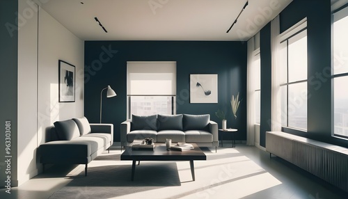 Photo interior modern design room 3d illustration