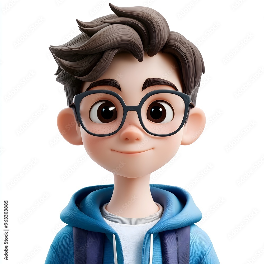 Geek Chic: Animated Teen Boy with Glasses Geek Chic: Animated Teen Boy with Glasses