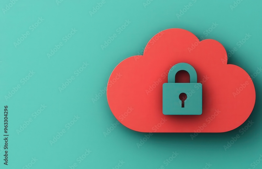Cloud computing security, data encryption symbols, flat design illustration Cloud computing security, data encryption symbols, flat design illustration
