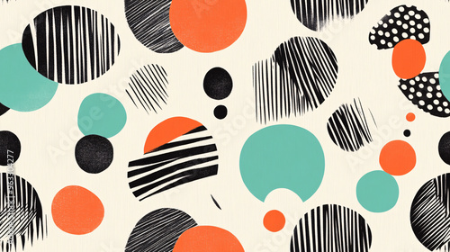 Abstract Geometric Pattern with Black Stripes and Circles