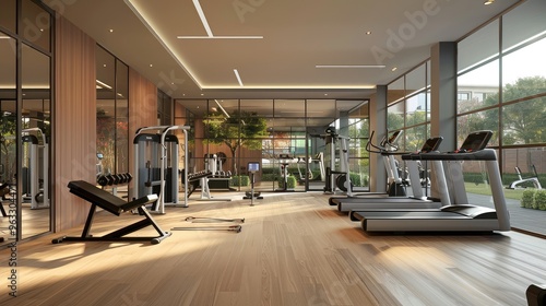 Bright and Spacious Modern Gym with Various Equipment