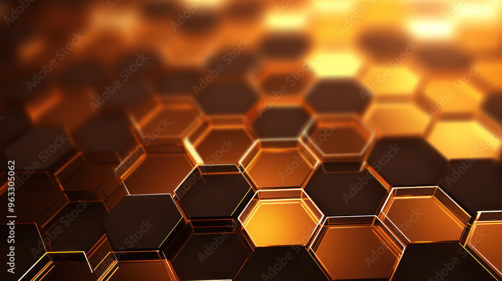 Brown hexagon background. Hexagonal shapes, honeycomb pattern. Warm, metallic. Three-dimensional, technology and futuristic wallpaper. Illuminated outlines. Brown hexagon background. Hexagonal shapes, honeycomb pattern. Warm, metallic. Three-dimensional, technology and futuristic wallpaper. Illuminated outlines.