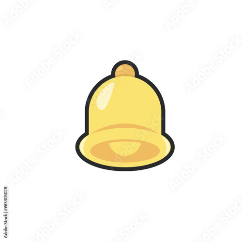 golden bell in outline flat vector design.