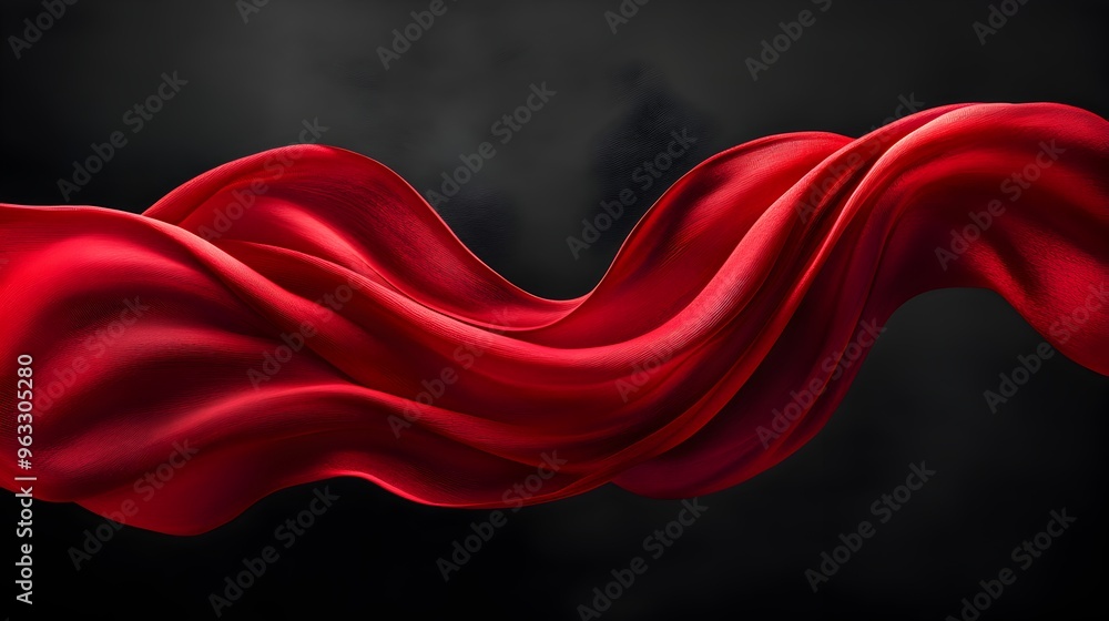 A Dynamic Twist of Vibrant Red Silk Floating Elegantly A Dynamic Twist of Vibrant Red Silk Floating Elegantly