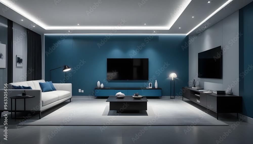 Photo interior modern design room 3d illustration Photo interior modern design room 3d illustration