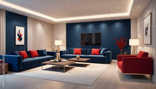 Photo interior modern design room 3d illustration