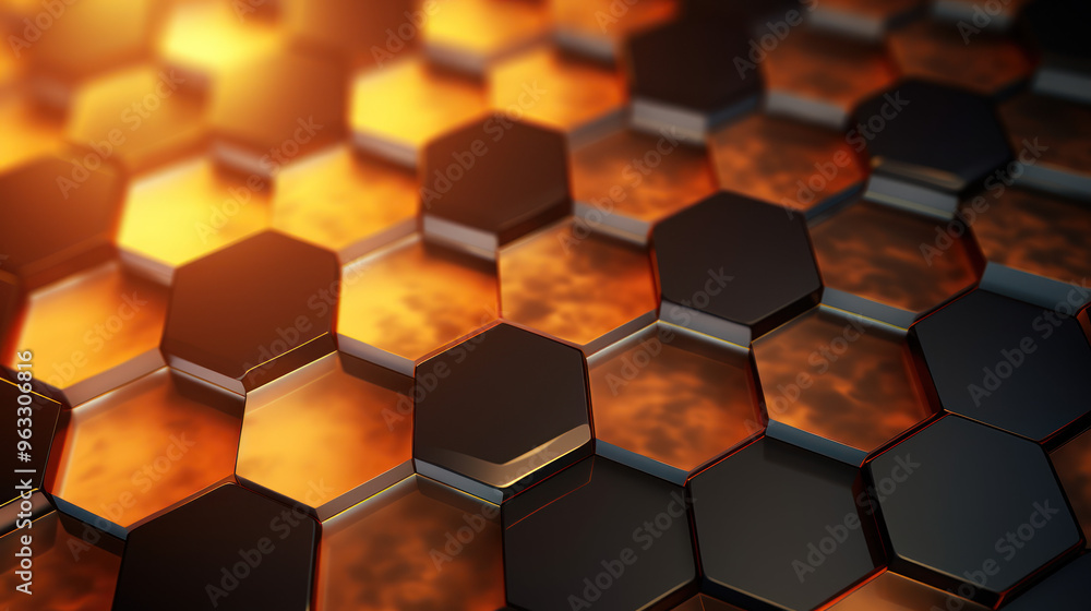 Brown hexagon background. Hexagonal shapes, honeycomb pattern. Warm, metallic. Three-dimensional, technology and futuristic wallpaper. Illuminated outlines. Brown hexagon background. Hexagonal shapes, honeycomb pattern. Warm, metallic. Three-dimensional, technology and futuristic wallpaper. Illuminated outlines.