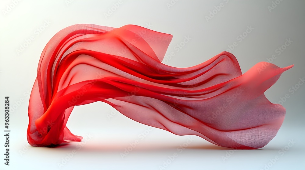 Delicate Ribbon of Red Fabric Gracefully Floating in Perfection Delicate Ribbon of Red Fabric Gracefully Floating in Perfection