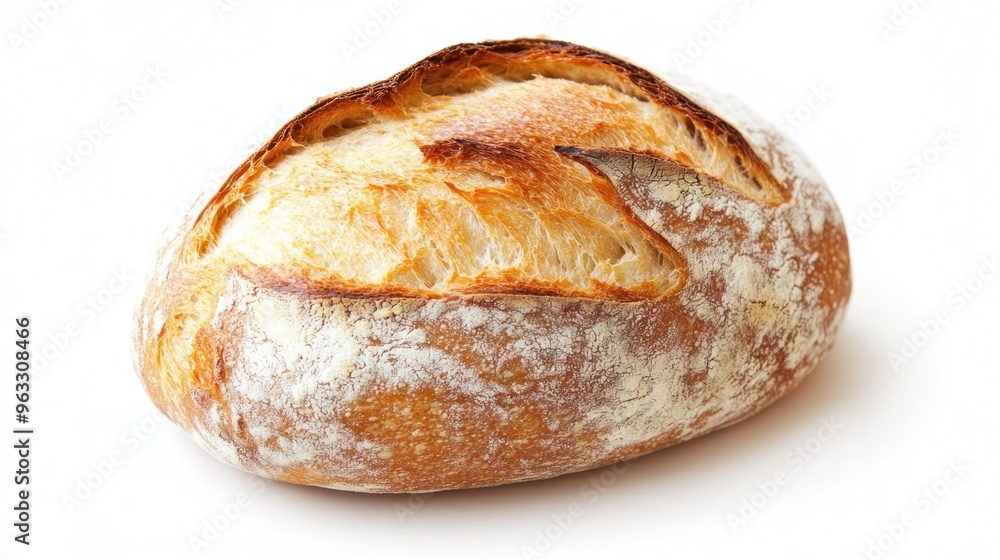 A Single Loaf of Crusty Bread on a White Background A Single Loaf of Crusty Bread on a White Background