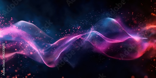 cyberpunk particle waves, ethereal wave forms, futuristic quantum energy field, flux of neon light particles, transcendent digital hallucination, vivid motion blur, intense colors