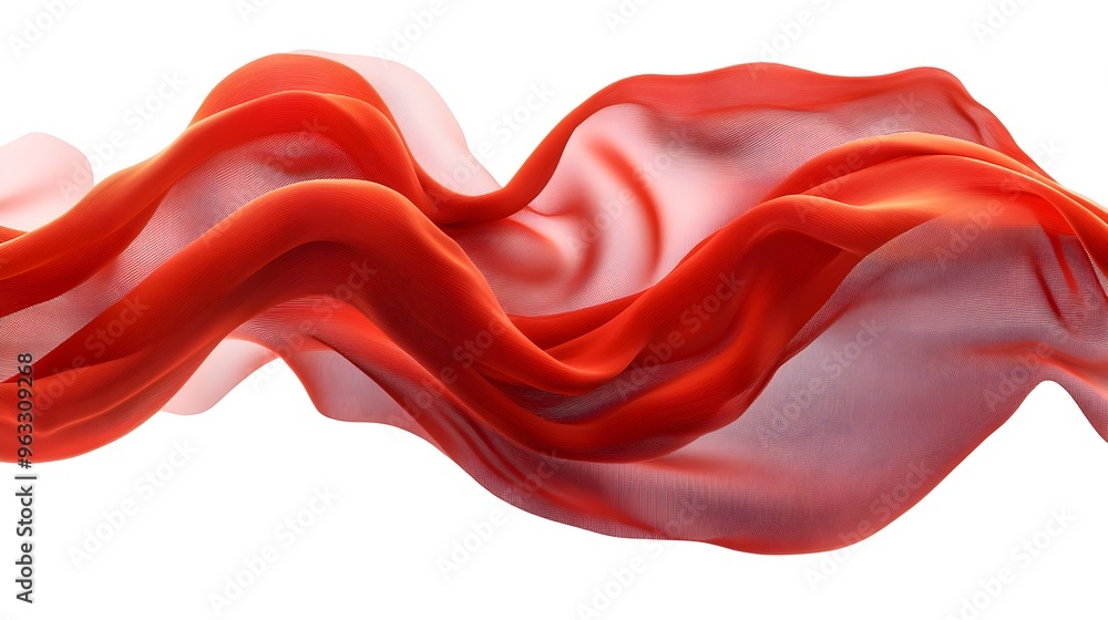 Elegant Red Fabric Billowing Gracefully in the Air with Flowing Edges Elegant Red Fabric Billowing Gracefully in the Air with Flowing Edges